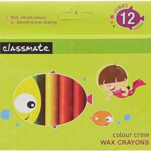 Classmate Wax Crayons Jumbo 12 Shades Color, 12 Count (Pack of 1)