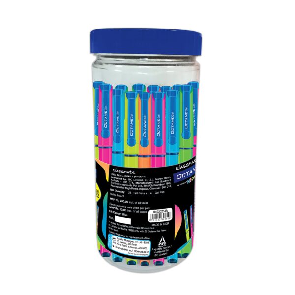 Classmate Octane Neon- 25 Blue Gel Pens | Smooth Writing Pens| Water-proof Ink For Smudge-free Writing| Preferred By Students For Exam & Class Notes| Study At Home Essential