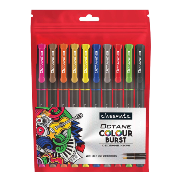 Classmate Octane Gel Colour Burst- Multicolour (Pack of 10)