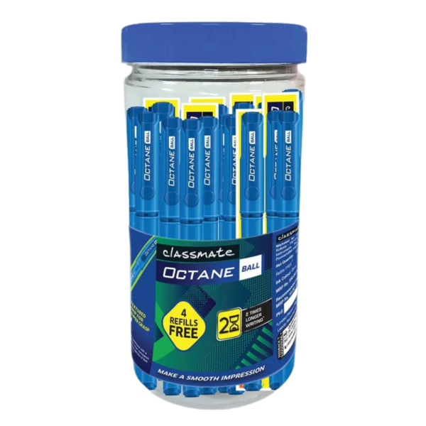 Classmate Octane Ball Pen- Blue (Pack of 25 Pens + 4 Ball Refills FREE)